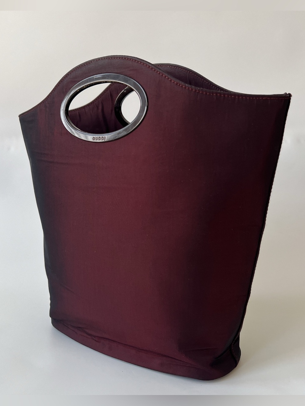 Gucci Handbag Satin iridescent Burgundy Tote Bag - Picture 3 of 12